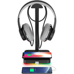 RGB Headphone Stand Wireless Charger & USB Port -hide-