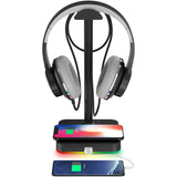 RGB Headphone Stand Wireless Charger & USB Port -hide-