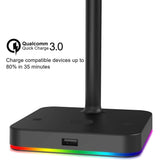 RGB Headphone Stand Wireless Charger & USB Port