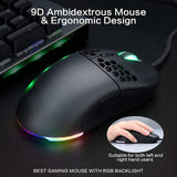 Ambidextrous Wired Gaming Mouse PixArt 3360 Sensor